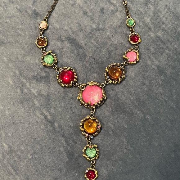 Jewelry - Victorian-Inspired Red and Pink Y-Shaped Necklace